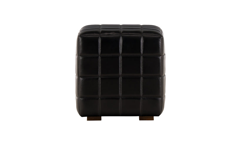Carlo Black Leather Ottoman